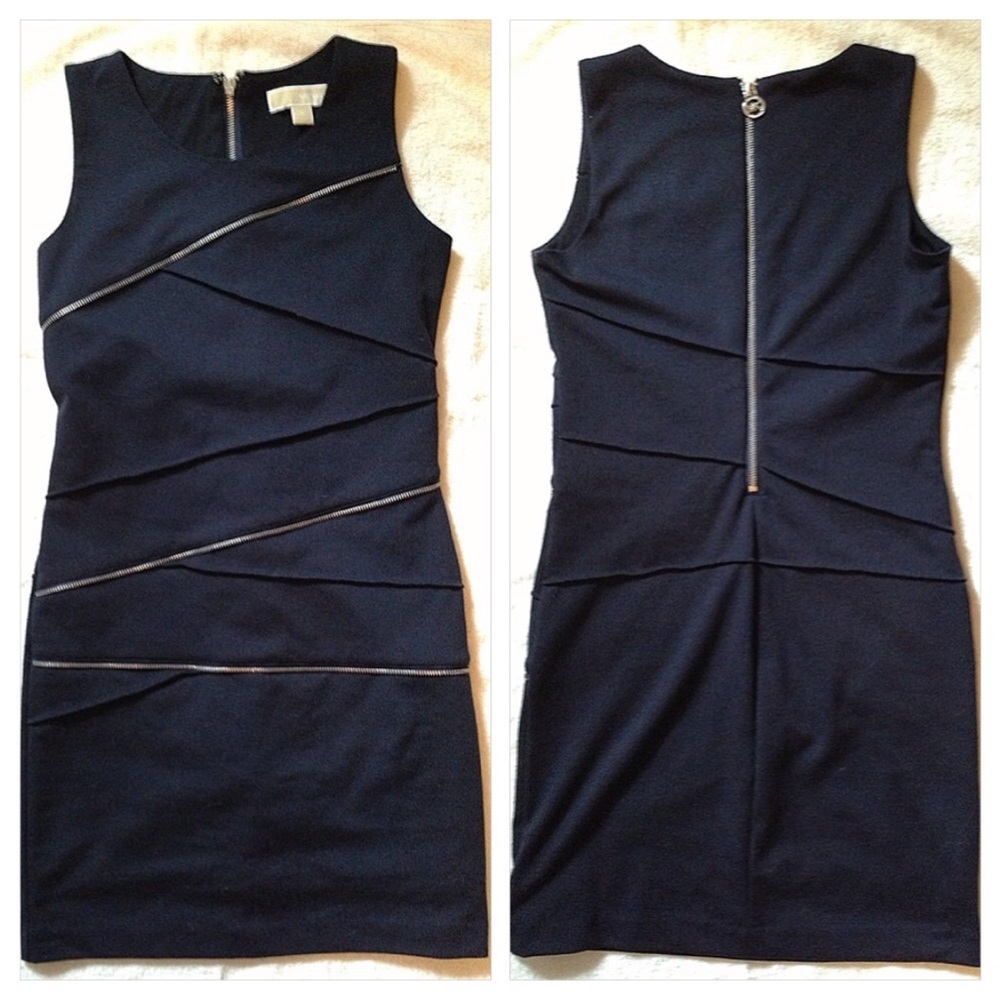 Michael Kors Navy Zipper Dress 0